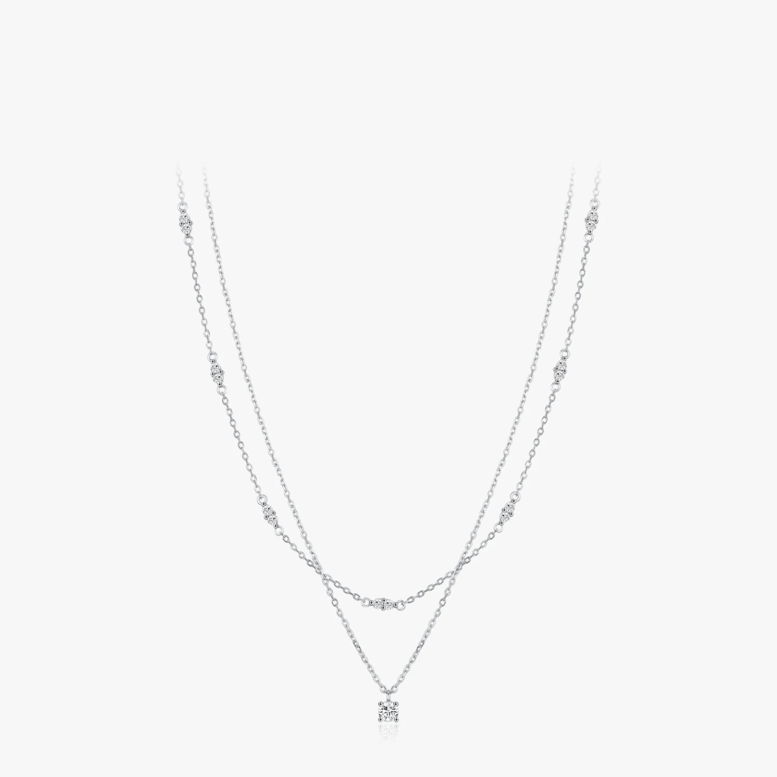 0.3CT Moissanite Double Layer Choker Necklace