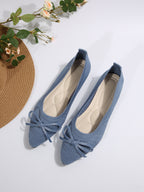 AURUM LUXE Bow Couture Pointed Flats - Artisan Knit Collection