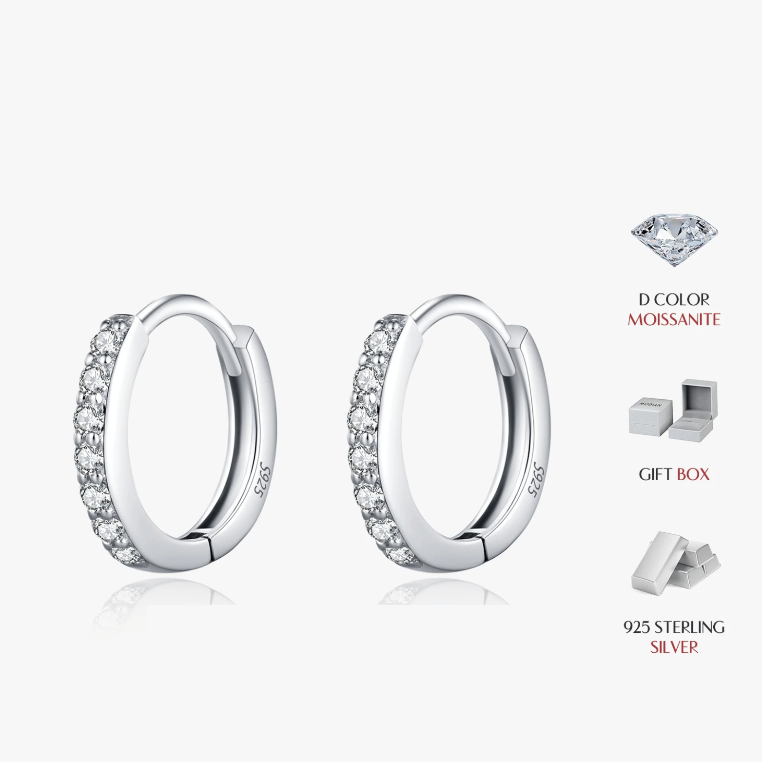 D Color Moissanite Classic Sparkling Circle Hoop Earrings