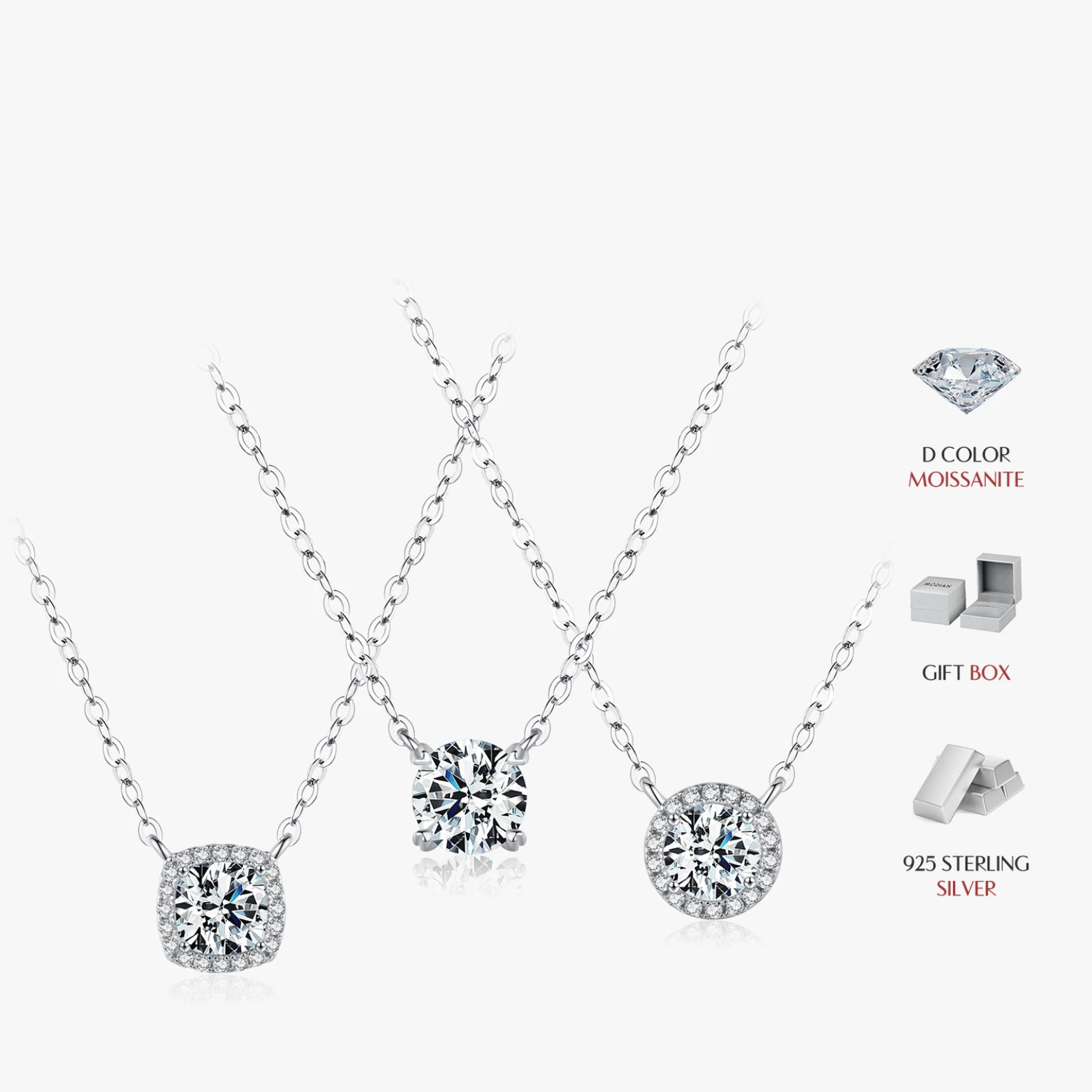 D Color Moissanite Halo Anniversary Pendant Necklace