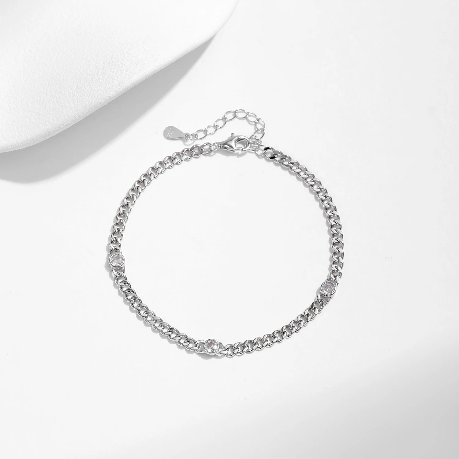 White Gold Moissanite Twisted Dainty Bracelet