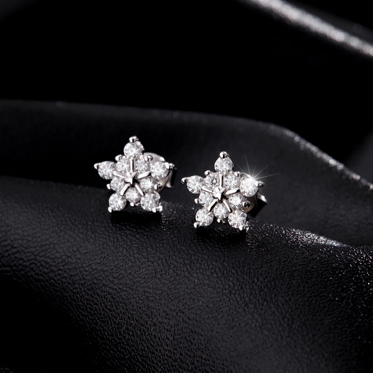 D Color Moissanite Dazzling Snowflake Stud Earrings