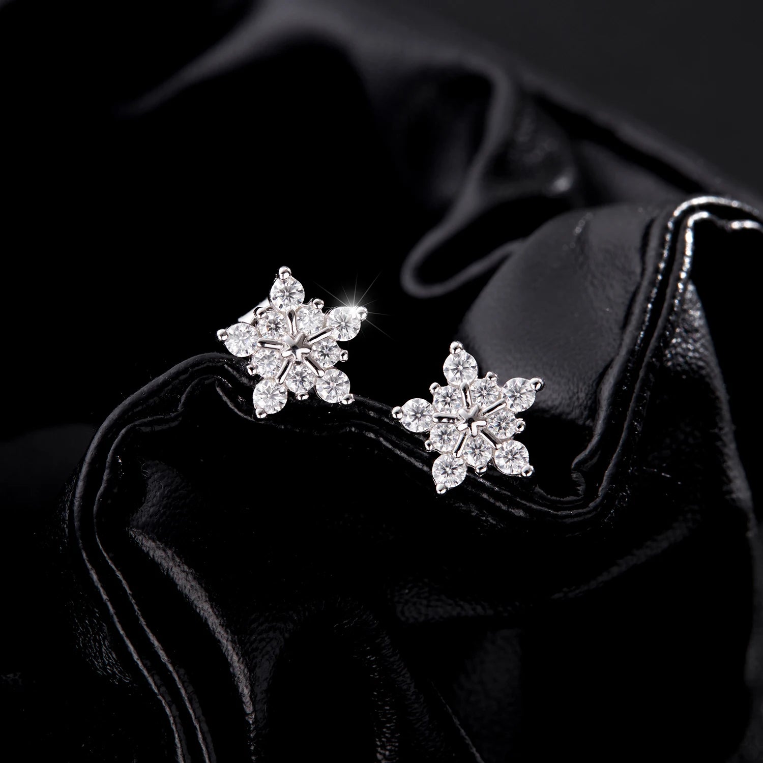 D Color Moissanite Dazzling Snowflake Stud Earrings