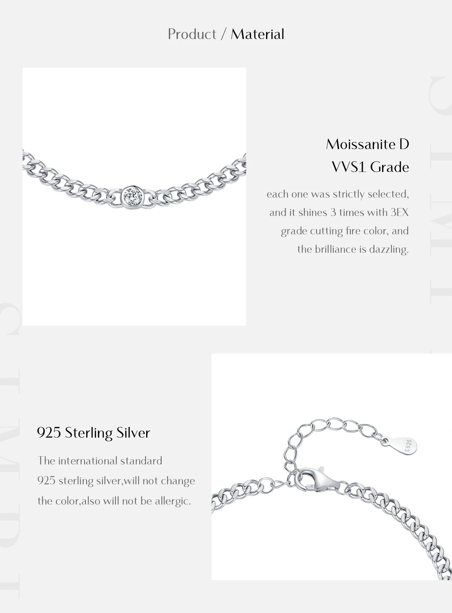 White Gold Moissanite Twisted Dainty Bracelet