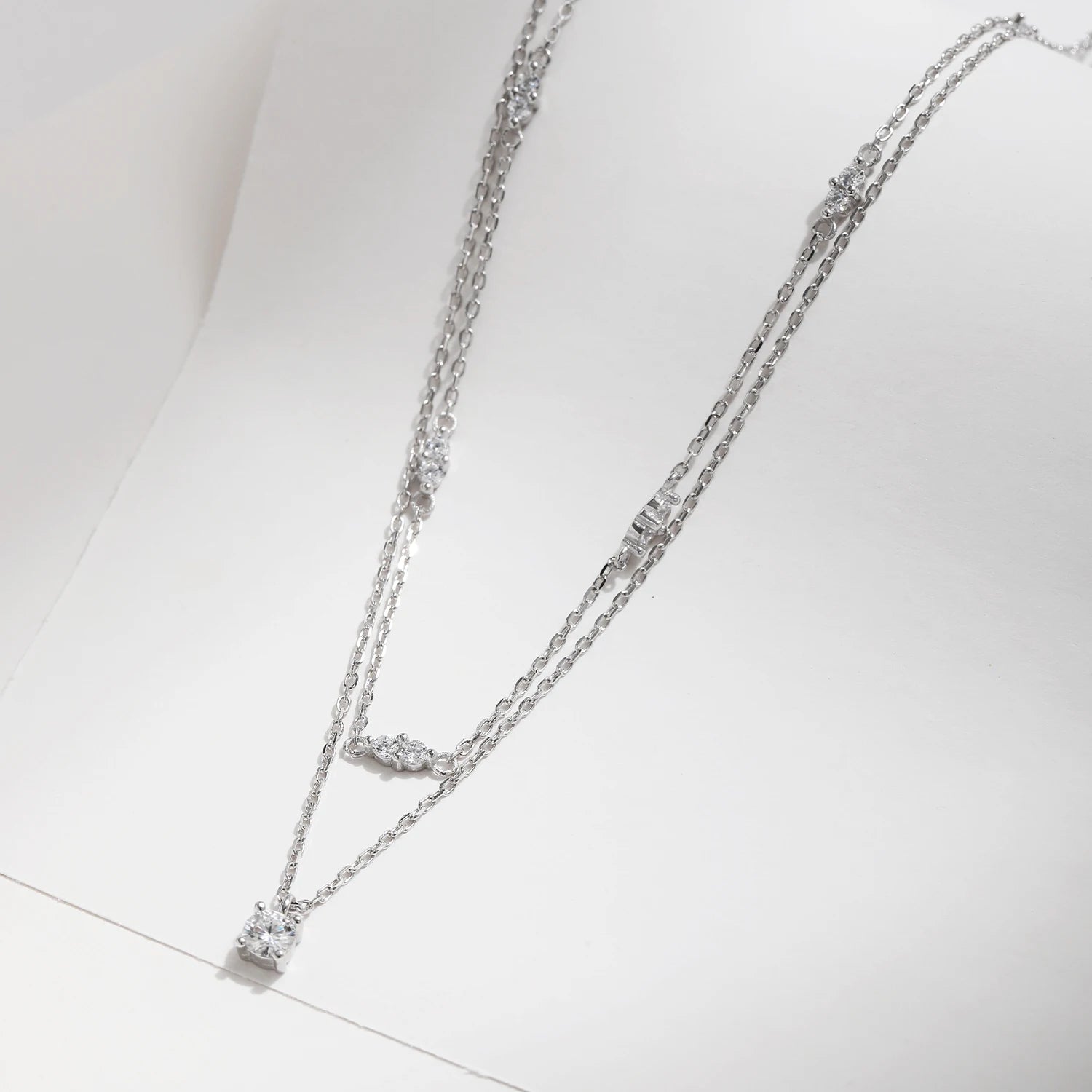 0.3CT Moissanite Double Layer Choker Necklace