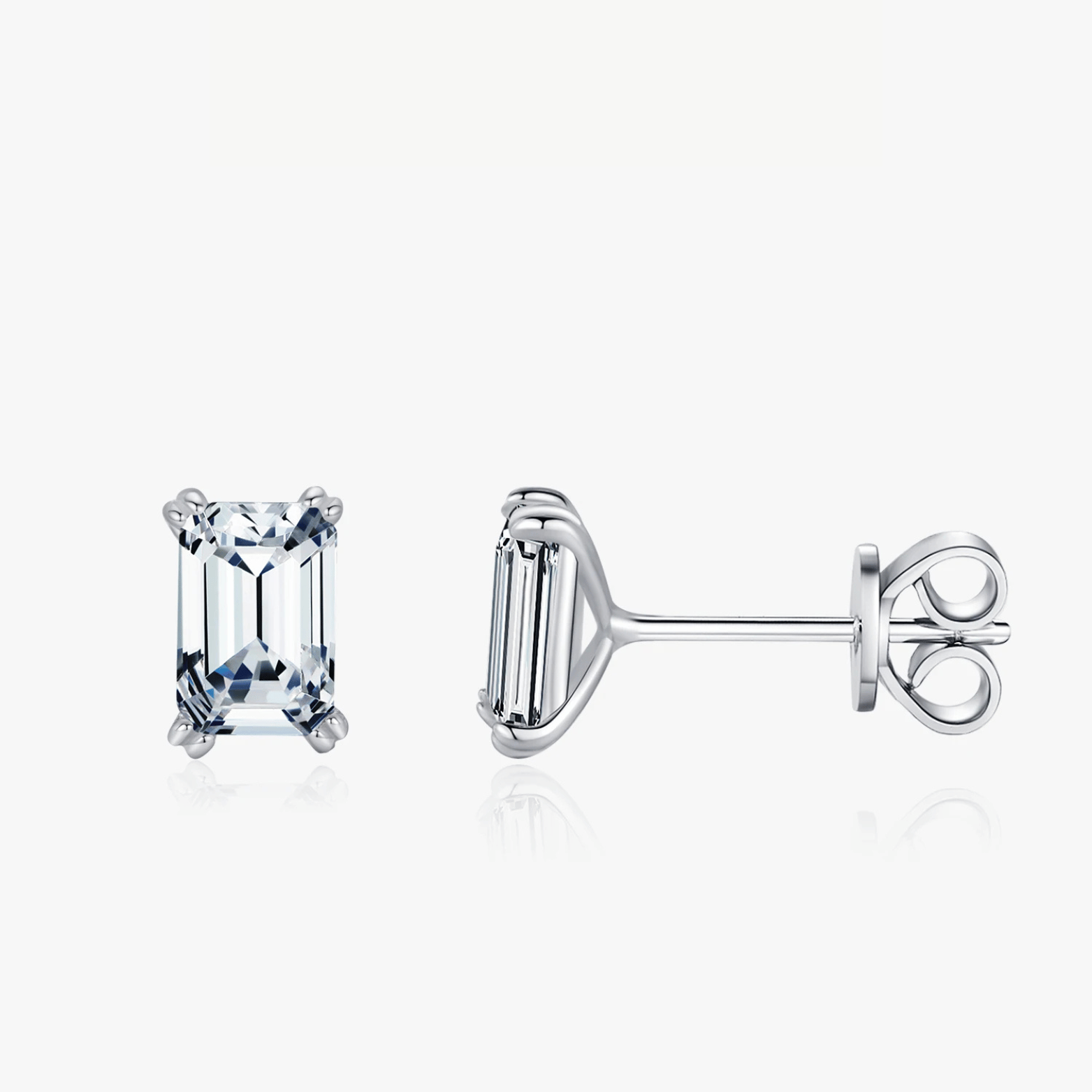 Simple Emerald Cut CZ Hypoallergenic Wedding Stud Earrings
