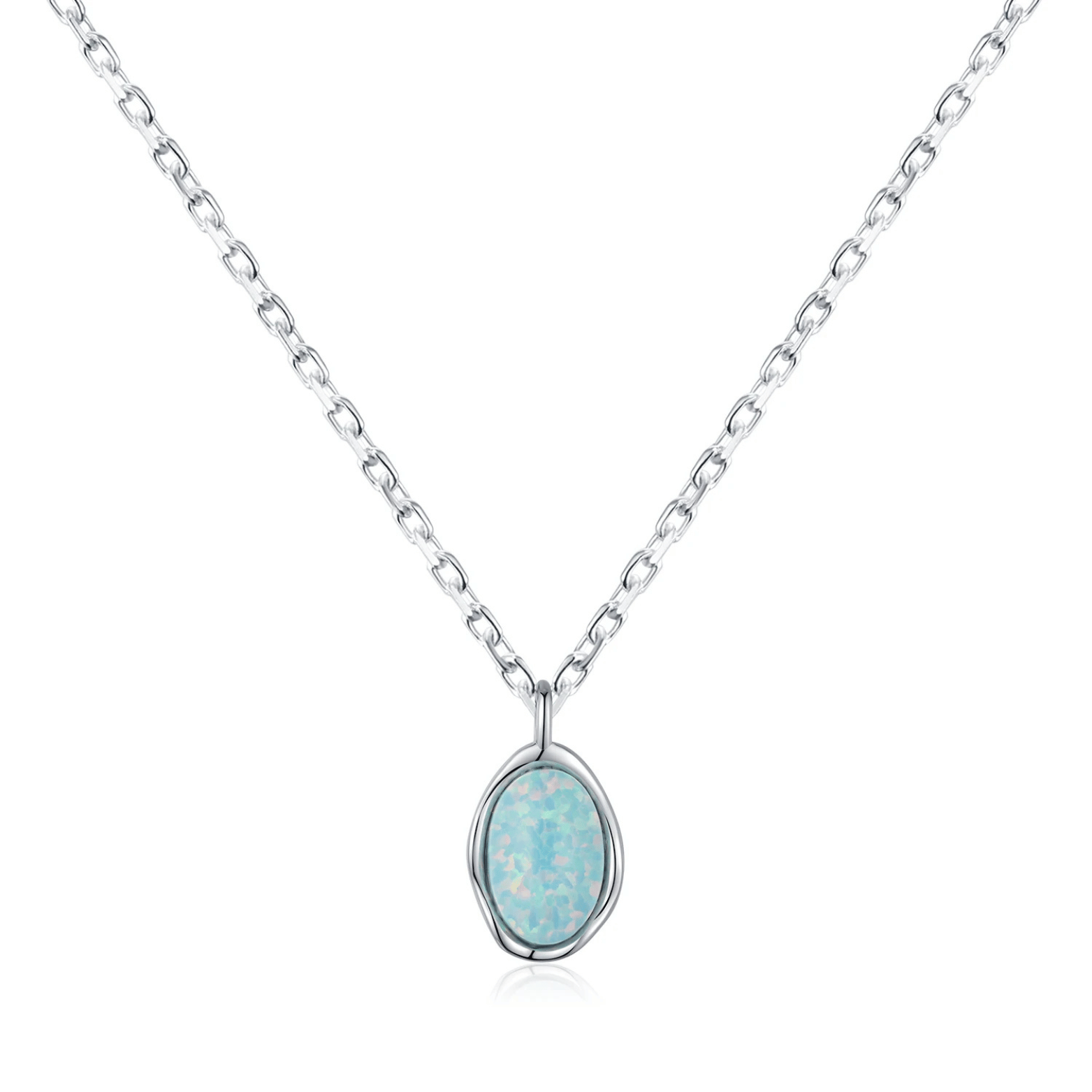 Vintage Irregular Wave Opal Solitaire Pendant Necklace