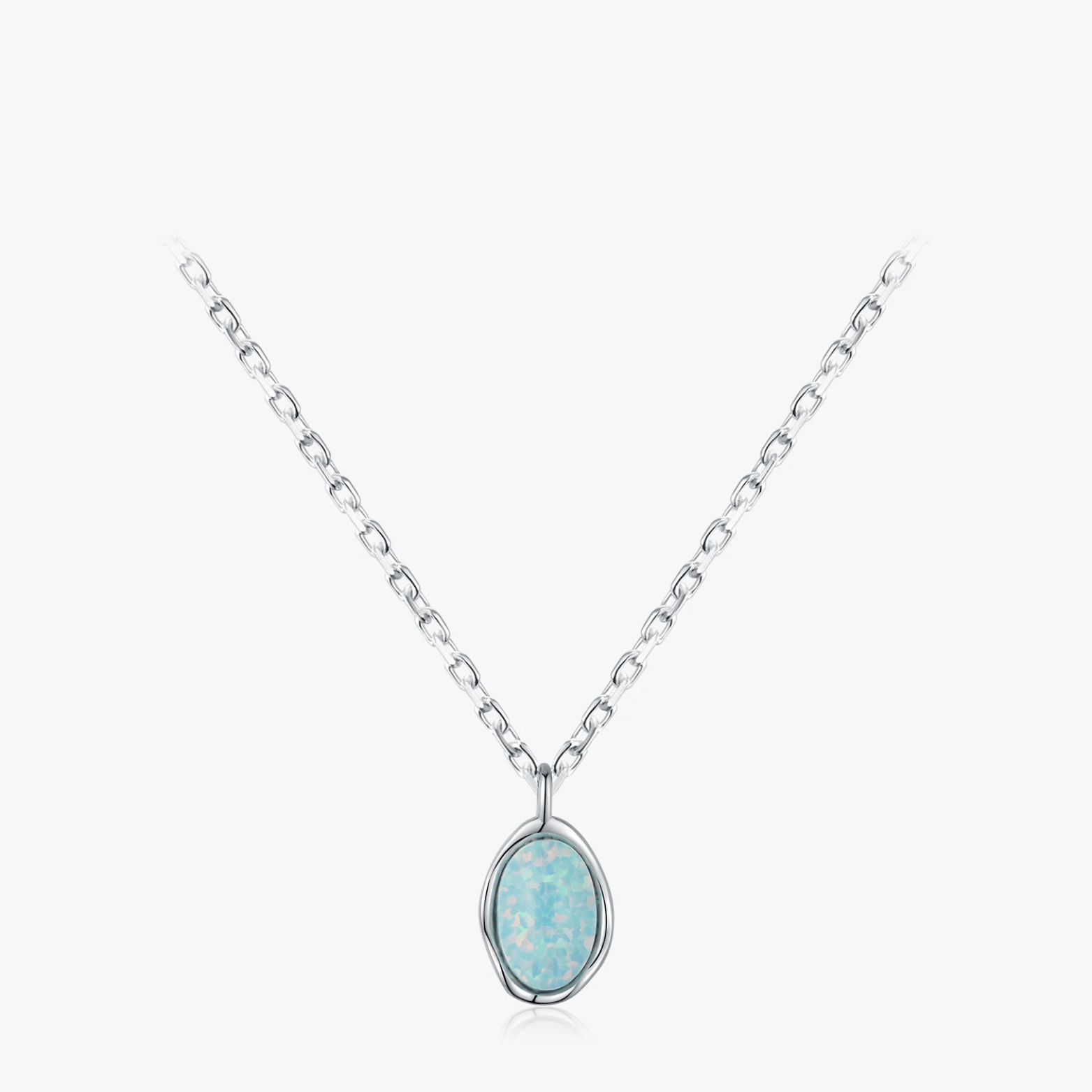 Vintage Irregular Wave Opal Solitaire Pendant Necklace