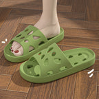 Cute Bear Home Slippers Summer Fashion Thick Bottom Non-slip Bathroom Slipper Women Men Couples Shoes